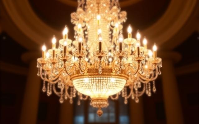 Elegant chandelier in a grand hall